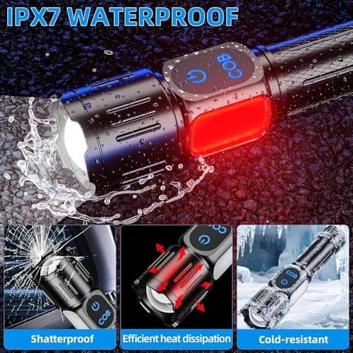 Dszuu Rechargeable LED Flashlight, Super Bright 99000 High Lumens Flash Light, 9 Modes Zoomable Flashlight with LCD Display, Waterproof Tactical Flashlights for Camping, Home Emergency view 7