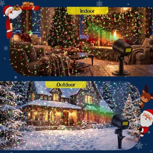 Christmas Projector Lights Outdoor, Red and Green Moving Holiday Light with Remote Show for House, Yard, Garden, Patio and Christmas Decorations view 3