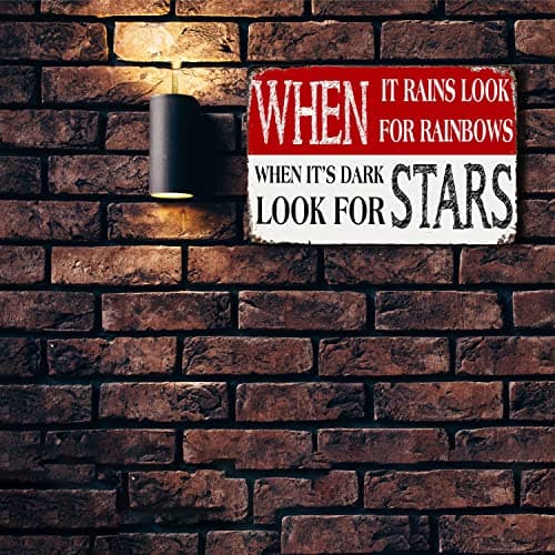Arpilul Inspirational Tin Sign, When it Rains Look for Rainbows When it's Dark Look for Stars Motivational Signs for Home Wall Decor(tp-2135,8x12inch) view 7