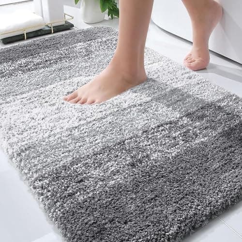 OLANLY Bathroom Rugs Mat 30x20, Extra Soft Absorbent Microfiber Bath Rugs, Rubber Backing, Quick Dry, Machine Washable Bath Mats for Bathroom Floor, Tub and Shower, Home Decor Accessories, Grey view 1