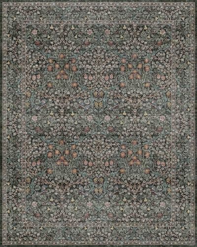 Vintage Dark Green Living Room Rug, 8x10 Washable Area Rugs for Dining Room Under Kitchen Table, Bedroom, Oriental Low Pile Stain Resistant Non-Slip Large Carpet (8x10 Dark Green) view 3