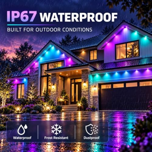 Bensack 300 FT Permanent Outdoor Lights RGB+IC Eaves lamp for Christmas | RGB+IC Smart LED Eaves Lights,IP67 Waterproof Outdoor Led Lights for House Roof, Christmas, Halloween, Holiday, Party Decor view 6