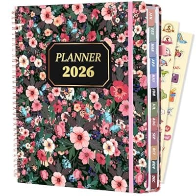 2026 Planner Weekly and Monthly Daily Hard Cover Calendar Planners 8.5 x 11 Jan 2026-Dec 2026 for Women with Stickers & Tabs Large Yearly Agenda for Mom Work Home- Floral