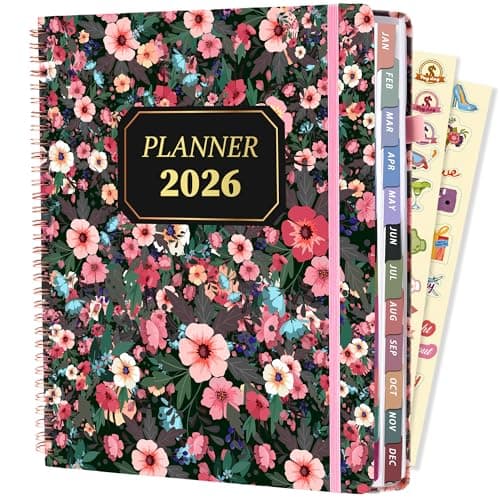 2026 Planner Weekly and Monthly Daily Hard Cover Calendar Planners 8.5 x 11 Jan 2026-Dec 2026 for Women with Stickers & Tabs Large Yearly Agenda for Mom Work Home- Floral — image 1