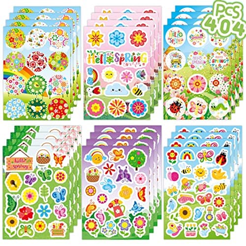Joy Bang 404PCS Spring Stickers for Kids, 24 Sheets Garden Stickers Flower Stickers Nature Stickers Spring Stickers Crafts for School Classroom Teachers Childrens Spring Party Favors Supplies Gifts — image 1