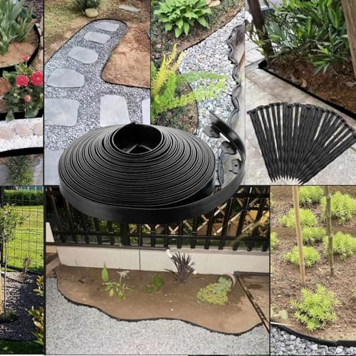 JDXN No Dig Landscape 2 Inch Tall Edging Garden Edging Landscape Edging Comes with Spikes for Landscaping, Flower Gardens, Lawn (Black, 20FT) view 5