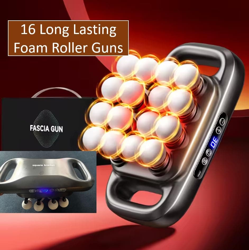 Square Bracket's Professional 16-Head Massage Gun, Deep Tissue & Muscle Recovery, Pain Relief, Whole Body Relax, Certified 2026 Model, Gray view 4