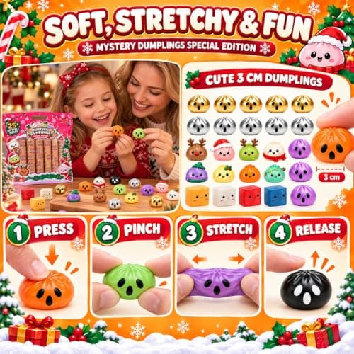 25Pcs Christmas Mini Squishy Party Decorations Dumpling Mystery Box Favors view 4