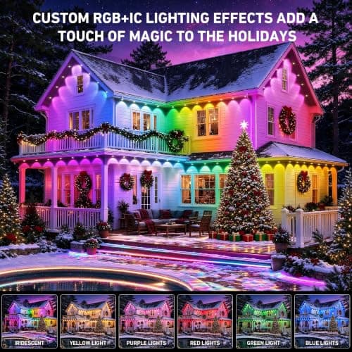 AILBTON 300FT RGB+IC Permanent Outdoor Lights, IP67 Waterproof Smart Outdoor Eave Lights, App & Remote Control, Customizable DIY LED Scene Modes for House Roof Decor and Party Events view 4