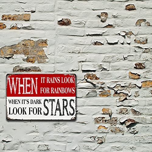 Arpilul Inspirational Tin Sign, When it Rains Look for Rainbows When it's Dark Look for Stars Motivational Signs for Home Wall Decor(tp-2135,8x12inch) view 5