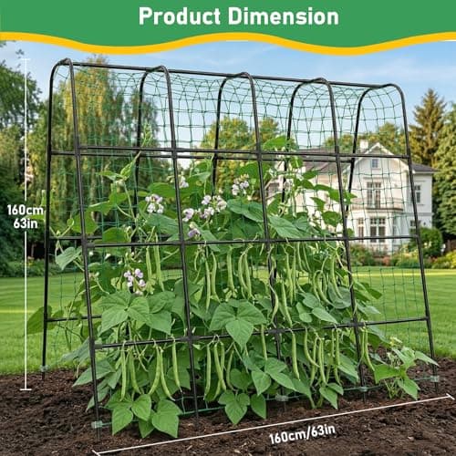 Garden Arch Trellis for Climbing Plants, Plastic-Coated Steel Trellis with Easy-Connect System, Includes Net, Ties & Gloves, Outdoor Plant Support for Vegetables (63" L x 63" H) view 2