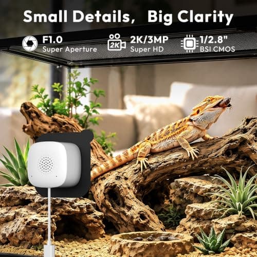 Akiyo Aquarium Fish Camera Pet Camera for Fish Tank Reptile Terrarium 2K | Color Night Vision, Auto‑Focus,AI Smart Detection, 2.4G&5G WiFi, Works with Alexa, Phone App Remote Monitor. view 3