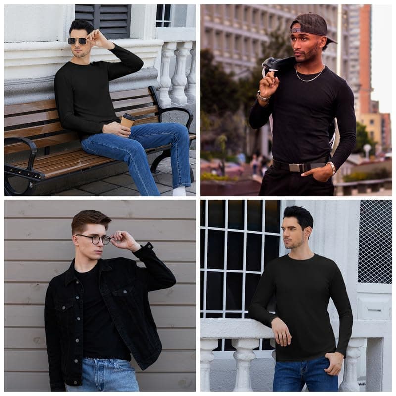 SIMIYA Mens Thermals Long Sleeve Undershirt Warm Fleece Lined Base Layer Thermal Tops Long John Shirts for Men view 6