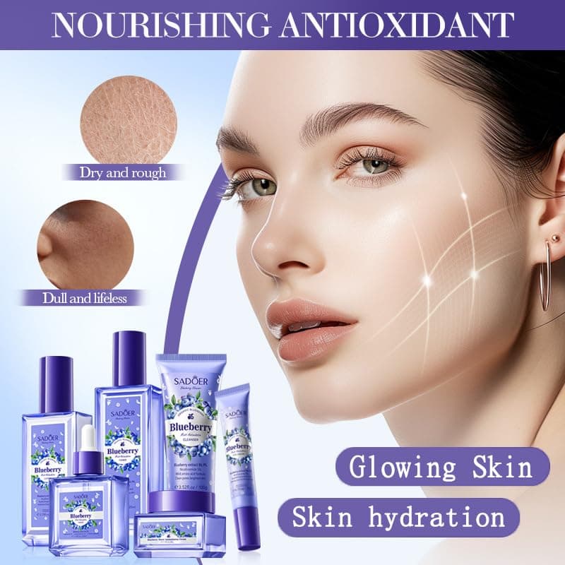 BeauBase Blueberry Skin Care Set - 6PCS, Nourishing and Hydrating Skin Care for Women, Includes Cleanser, Toner, Serum, Eye Cream, Lotion, Moisturizer, Facial Skincare for Birthday Mother's Day Gift view 2