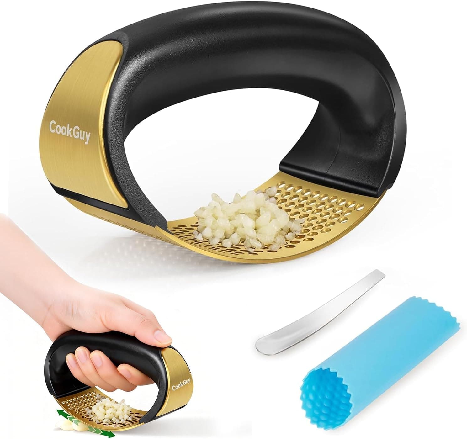 COOK GUY 304 Stainless Steel Garlic Press Rocker Set