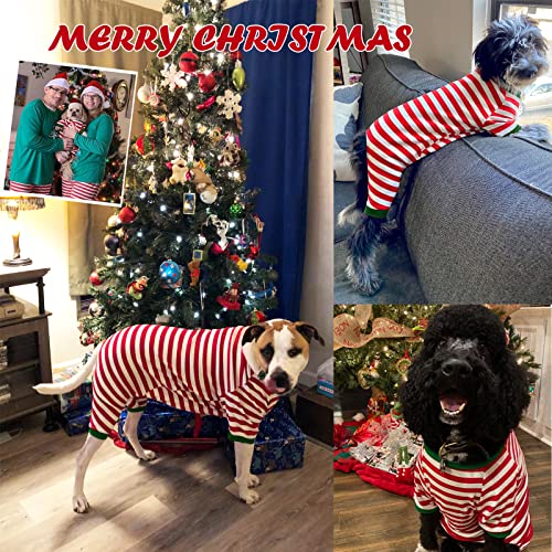 Sychien Dog Christmas Pajamas Medium,Red and White Striped Pjs for Boy Girl Dogs,Thermal Warm Cotton Christmas Holiday Jumpsuit,M view 5