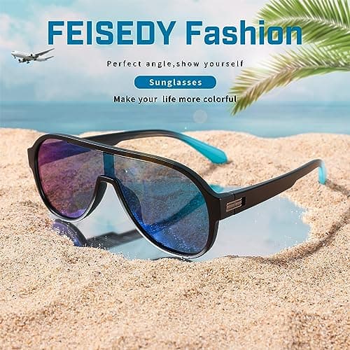 FEISEDY Polarized Men Women Sunglasses, Oversized Fahion One Piece Sun Glasses, Lightweight TR90 Frame B4080 view 7