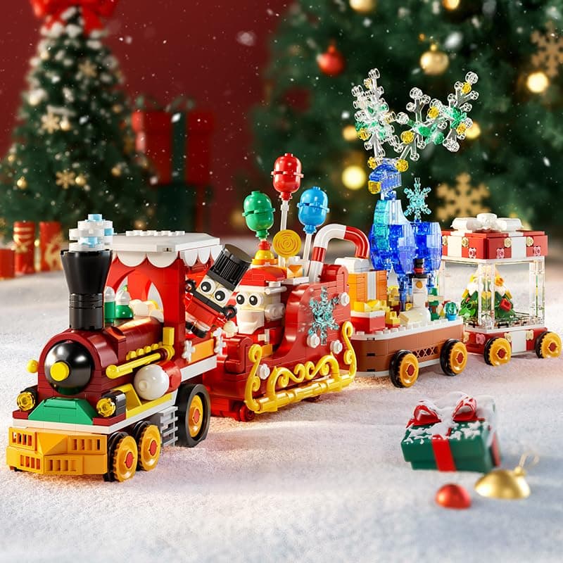 Christmas Train Building Block Set-1461PCS Surprise Christmas Countdown Toys with LED Light Collectible Holiday Block Sets Thanksgiving Xmas Gifts Home Decor for Boys Girls and Adults view 6