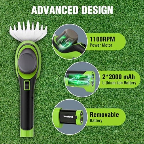 WORKPRO 7.2V Handheld Grass Trimmer, 2-in-1 Cordless Hedge Trimmer & Grass Shears with 2Ah Battery, Small Bush & Shrub Trimmer for Lawn Edging, Garden, Yard & Hedge Trimming view 5