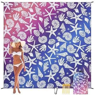 HIHOHO Beach Blanket, Sandproof Beach Mat, Waterproof Quick Drying Lightweight Outdoor Aztec Picnic Mat 79" X 83"/120"x108" for 2-8 Adults for Travel, Camping, Hiking