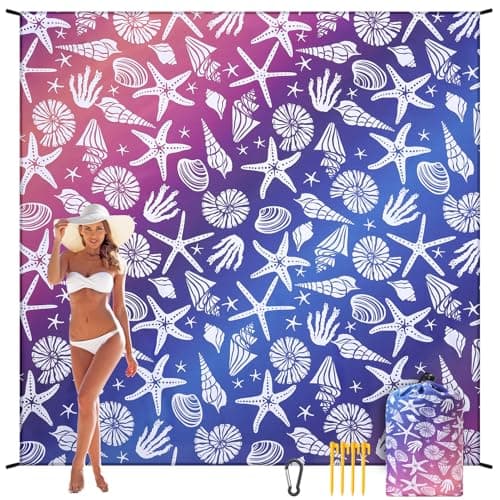 HIHOHO Beach Blanket, Sandproof Beach Mat, Waterproof Quick Drying Lightweight Outdoor Aztec Picnic Mat 79" X 83"/120"x108" for 2-8 Adults for Travel, Camping, Hiking — image 1