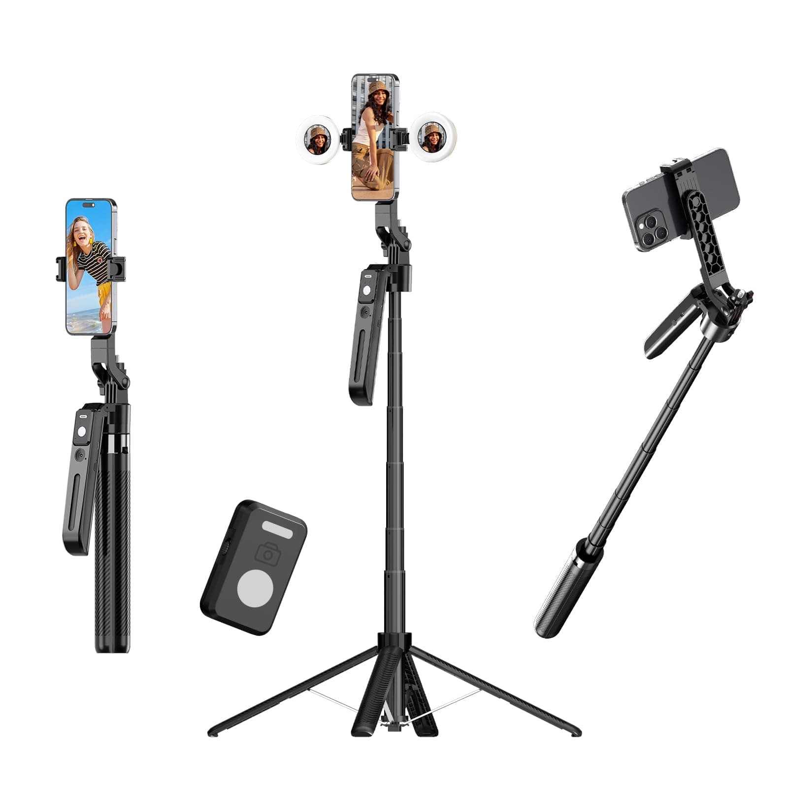 71" Auto Face Tracking Selfie Stick Tripod for iPhone with Lights