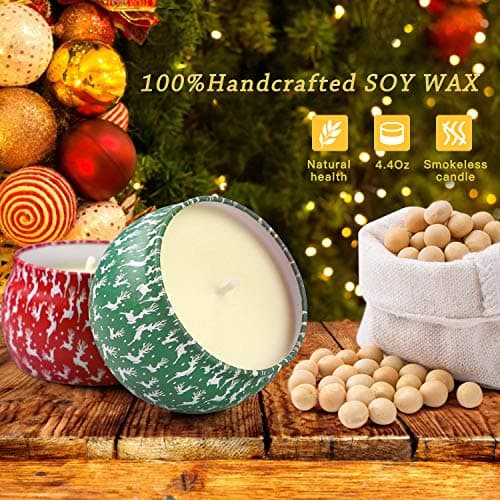 Christmas Candles, 4 Pack Scented Candles, Christmas Gifts for Women, Soy Candles Set, 120H Burning Time, Aromatherapy Candle for Meditation, Yoga, Relaxation, Bath, SPA, Ideal Gifts for Women view 4