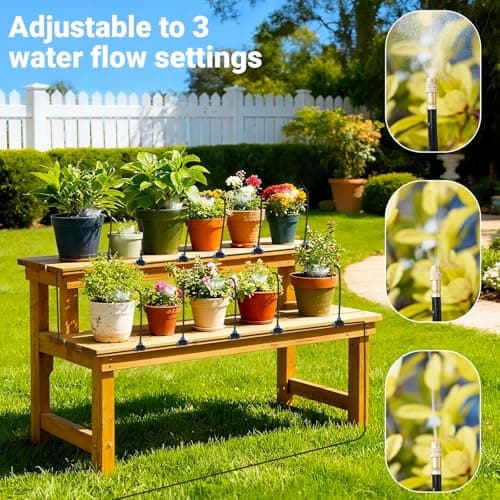 Thiswing 100FT 360° Adjustable Drip Irrigation Kit – 1/4" Tubing with 18 Nozzles, Full-Circle Spray for Greenhouse, Vegetable Garden & Potted Plants, Water-Saving DIY Irrigation System view 4