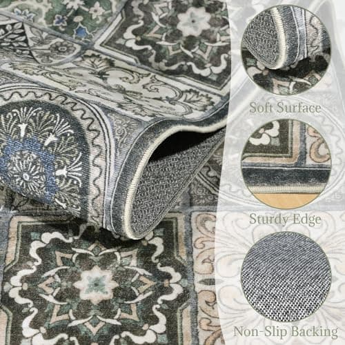 NoiFamo Machine Washable Entryway Small Area Rugs: Soft Non-Slip LowPile Door Mat Indoor Entrance 2x3 ThrowRug for High-Traffic Areas Kitchen, Hallway, Farmhouse Decor view 5