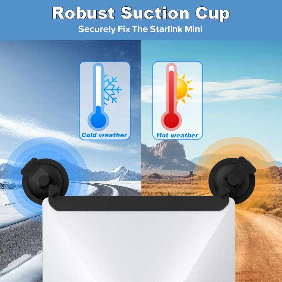 CubCore Starlink Mini Suction Cup Mount for Car Heavy Duty Holder Vibration-Proof Design for Road Trips Compatible for Travel Internet Connectivity for Sunroof/Front/Rear Window/Roof view 4