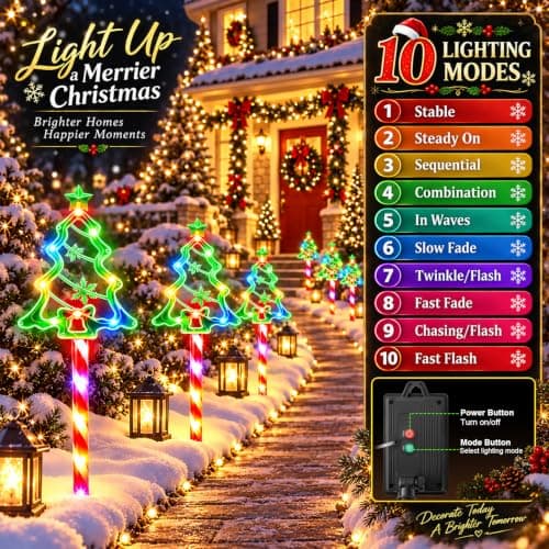 GARPAR Christmas Outdoor Decorations 130LED Solar Pathway Tree Stake Lights view 3