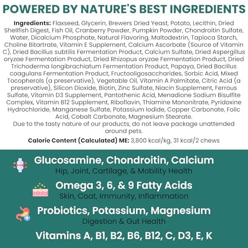 Dog Multivitamin Chewable - Chew + Heal 12-in-1, 60 Ct, All Breeds Dog Vitamins & Supplements for Hip & Joint, Skin, Coat, Immune Support with Glucosamine, Omega 3,6,9, Probiotics, Chicken Flavor view 4