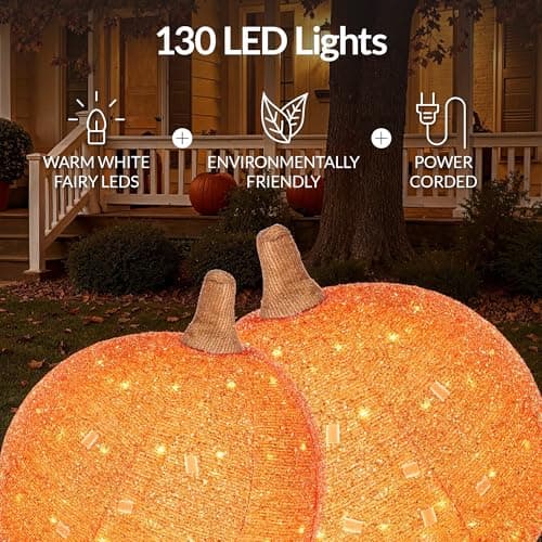 Best Choice Products 2pc Lighted Pop-Up Outdoor Halloween Pumpkin Set with Removeable Face, Fall Harvest Holiday Ball Decoration w/ 130 LED Lights view 5