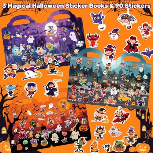 Elfew 3 Pack Halloween Reusable Sticker Books for Toddlers 2-4 view 4