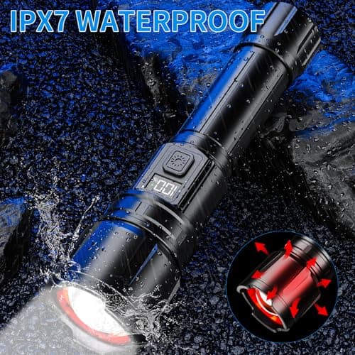 Hriovs Rechargeable LED Flashlight 99000 High Lumens, Powerful Tactical Flashlights with 6 Modes, IPX7 Waterproof, Zoomable, Super Bright for Home Outdoor Emergency Camping view 5