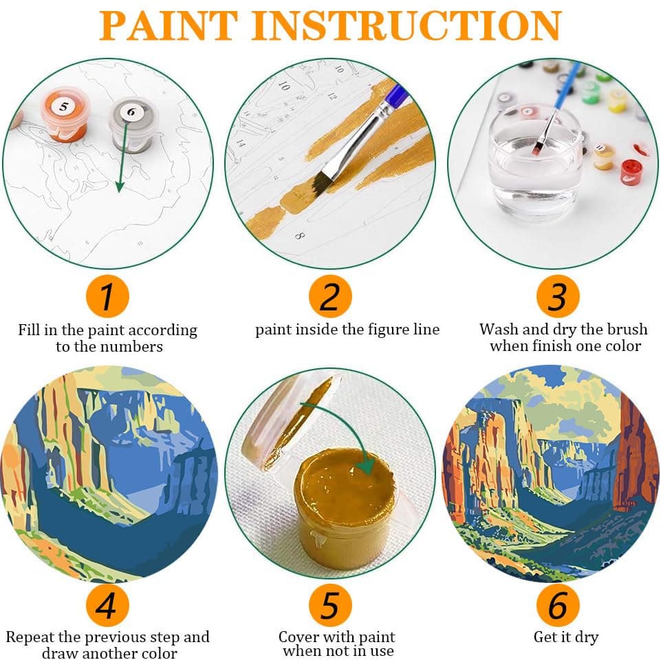 Axquilon 3 Packs Paint by Numbers Kit for Adults - National Park Adult Paint by Number Kits on Canvas, Easy Adults' Paint-by-Number Kits for Gift Home Wall Decor 12x16in view 7