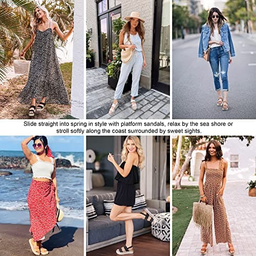 Athlefit Women's Espadrilles Sandals Ankle Strap Buckle Wedge Sandal Open Toe Studded Platform Sandals view 6