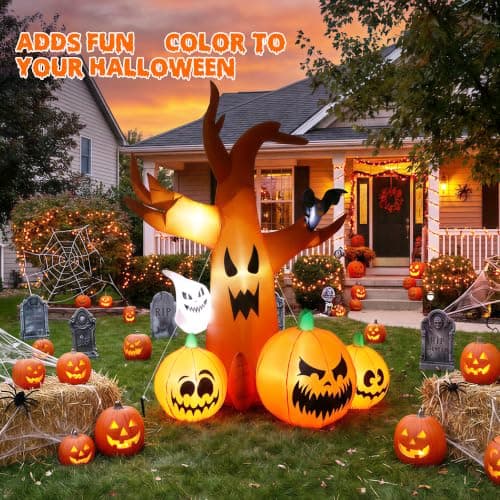 7.9 FT Halloween Inflatable Spooky Tree Outdoor Decor with Built-in LED Lights, Blow Up Yard Decoration for Haunted House Garden Lawn Halloween Party view 6