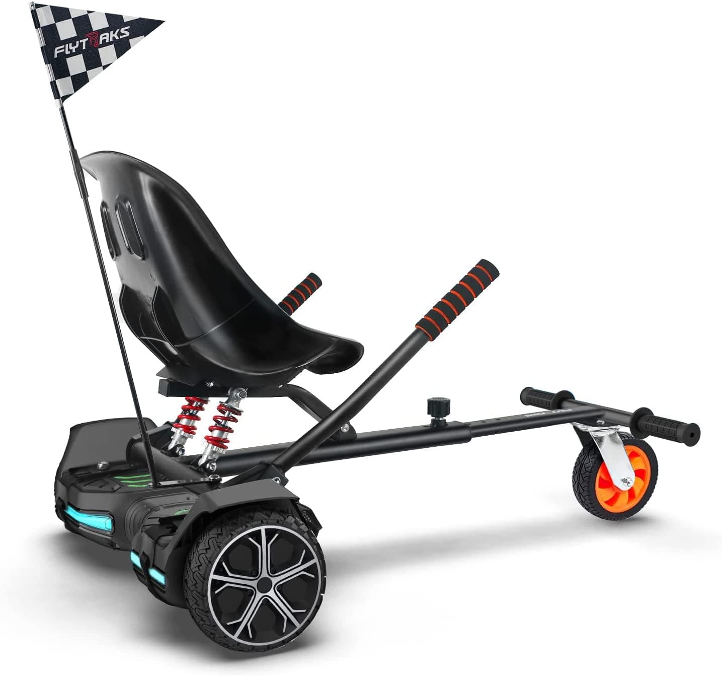 Flytraks K2 Self-Balancing Scooter Go Kart with Rear Shock Absorption, Balancing Scooter Seat Attachment for 6.5" 8" 10" Tires, Adjustable Length & Off-Road Wheel（ (Not Including Balancing Scooter)