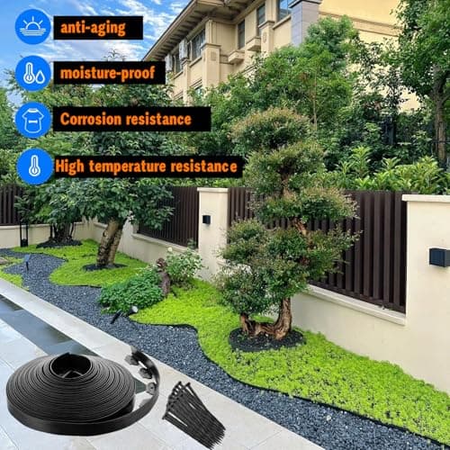 JDXN No Dig Landscape 2 Inch Tall Edging Garden Edging Landscape Edging Comes with Spikes for Landscaping, Flower Gardens, Lawn (Black, 20FT) view 6