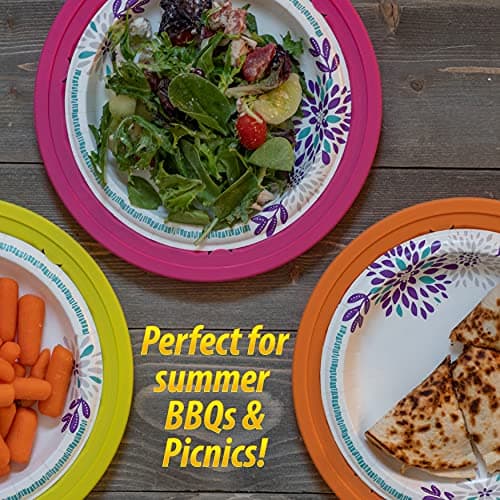 Besti Reusable Plastic Paper Plate Holders 10 Inch, 20 Piece Round Plastic Paper Plate Holder Set with Snap-In Grooves, Dishwasher Safe, 4 Assorted Colors view 2