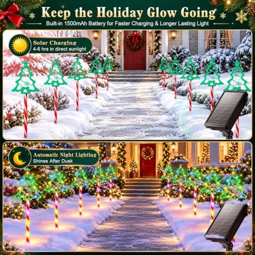 GARPAR Christmas Outdoor Decorations 130LED Solar Pathway Tree Stake Lights view 5