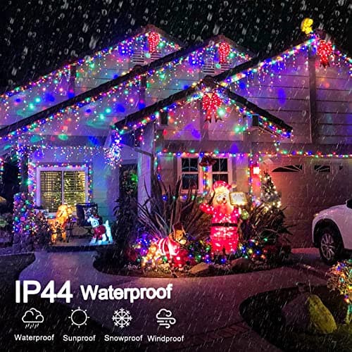 Colored Christmas Lights Outdoor 66ft 640 LED Icicle Lights for Outside | Connectable Clear Wire 8 Modes Timer Plug in Waterproof for House Xmas Yard Tree Eaves Party Holiday Decoration, Multicolor view 5