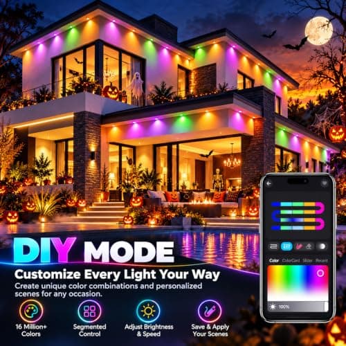 Bensack 300 FT Permanent Outdoor Lights RGB+IC Eaves lamp for Christmas | RGB+IC Smart LED Eaves Lights,IP67 Waterproof Outdoor Led Lights for House Roof, Christmas, Halloween, Holiday, Party Decor view 3