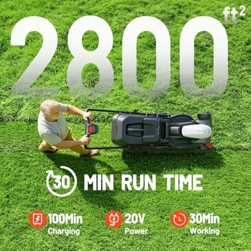 Litheli 14 Inch Cordless Lawn Mower, 5 Heights Adjustment, U20 Series 20V Electric Lawn Mowers for Garden, Yard and Farm, Light-Weight with Brushless Motor, 5.0Ah Portable Battery Included view 5