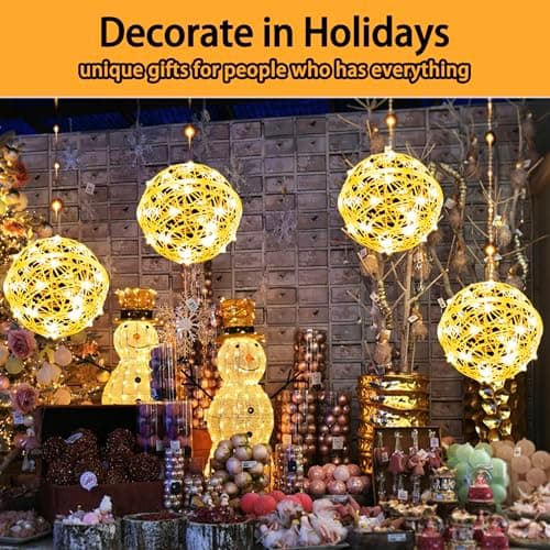 WISEgham Christmas Ball Lights - Outdoor Tree Globe String Lights, 8 Modes Waterproof Sphere Lantern Lights, Christmas Decor for Tree Garden Porch (Warm White, 5pack) view 6