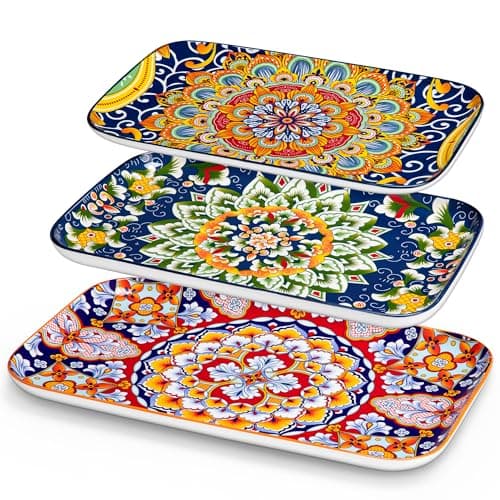 vancasso Serving Platters Set of 3, 16"/14"/12" In Rectangular Trays Boho — image 1