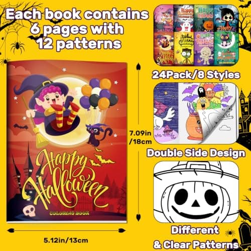 Elfew 24 Pack Mini Halloween Coloring Books for Kids Bulk view 2