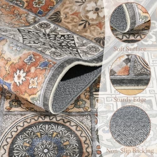 NoiFamo Machine Washable Entryway Small Area Rugs: Soft Non-Slip LowPile Door Mat Indoor Entrance 2x3 ThrowRug for High-Traffic Areas Kitchen, Hallway, Farmhouse Decor view 5