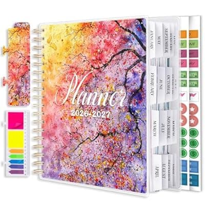 Planner 2026-2027, Large 18 Months Academic Daily Weekly Monthly Planner Yearly Agenda Jan. 2026–June. 2027, 7.9" x 9.8", Page Tabs, Separator Page, Pocket Folder, Bookmark, Stickers, Sticky Note Set